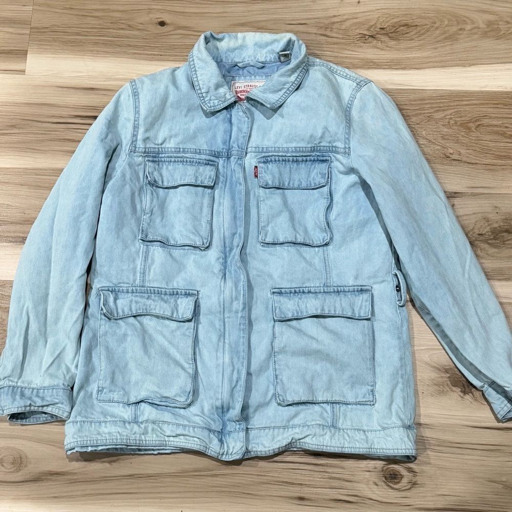 Levi Strauss Blue Jean Lined Pocket Jacket Women’s Medium - Picture 2 of 5
